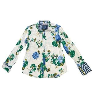 Tizzie Floral Button-Up Shirt with Geometric Accents